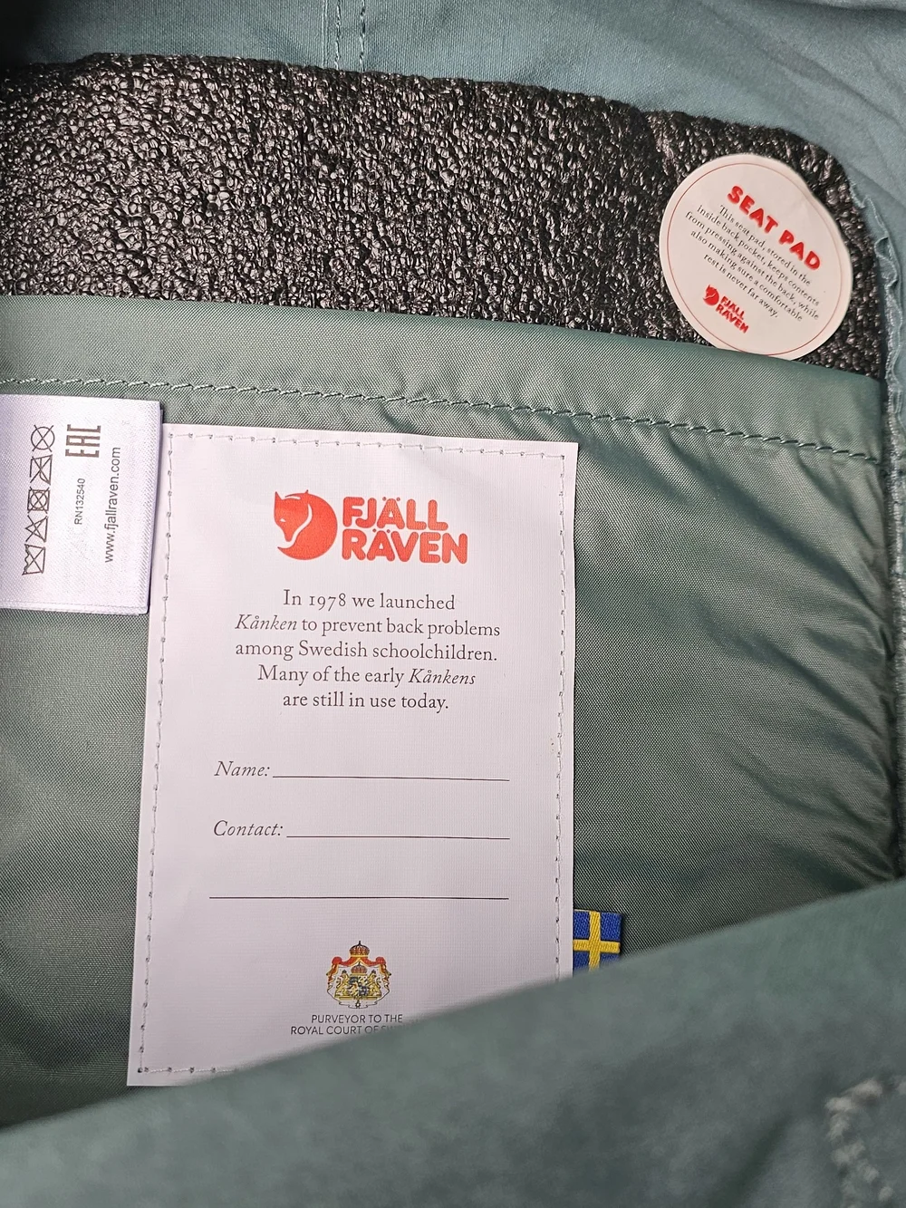 Fjallraven Kanken Mini Backpack Blue Green Teal NEW Without Tags Seat Pad